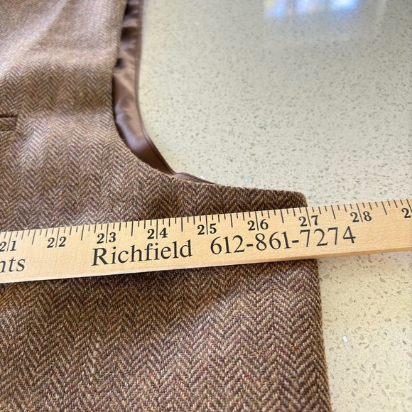 Paul Jones Wool Blend Brown Tweed Herringbone Waistcoat Vest 3XL Classic Preppy - Picture 8 of 12